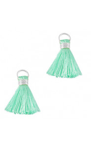 Mini Quaste 2cm - Silver-ocean blue